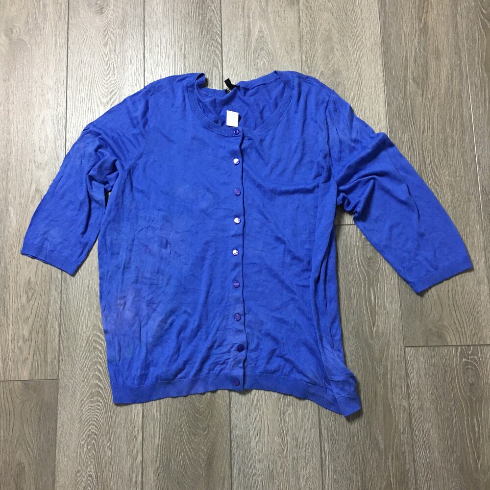NEW Talbots Plus 2X Blue Cardigan Cotton blend